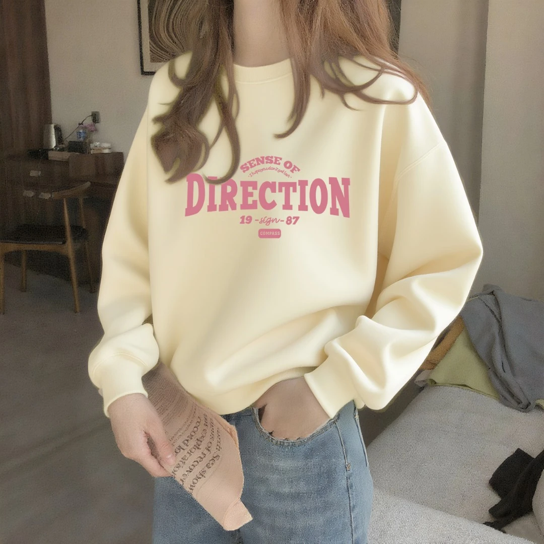 杏色美式卫衣女2025新款爆款秋季韩版宽松加绒超好看减龄短款上衣
