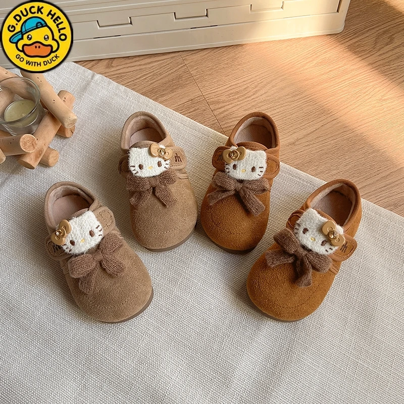 小黄鸭女童小童棉鞋2025秋冬新款儿童加绒保暖公主鞋女宝宝豆豆鞋