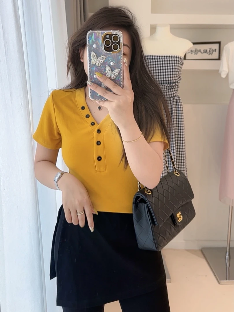 大顾家【人棉高弹】夏季洋气显白好版型带垫肩上衣