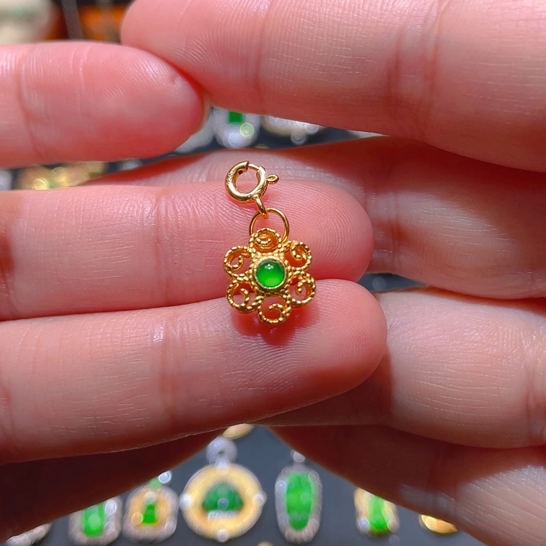 翡翠银S925镶嵌吊坠(不含链)