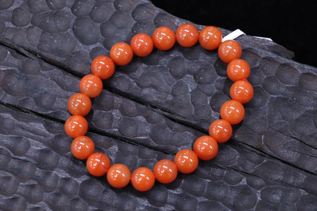 原矿无优化天然南红保山冷水河单圈9mm左右多样性发一串有纹裂