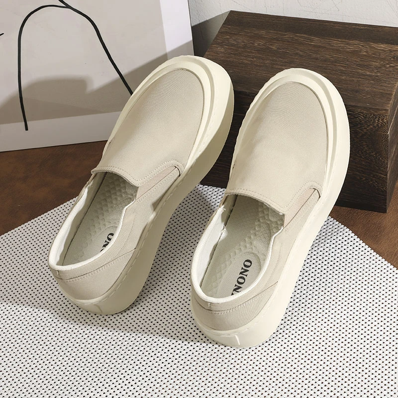 3265男士帆布鞋新款春夏季透气潮流百搭软底厚底小白鞋一脚蹬布鞋