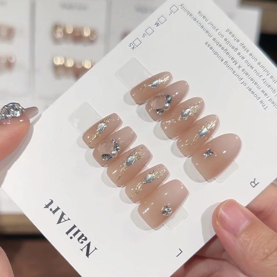 【蓝眼泪】穿戴甲鎏金美甲贴片可拆卸假指甲贴