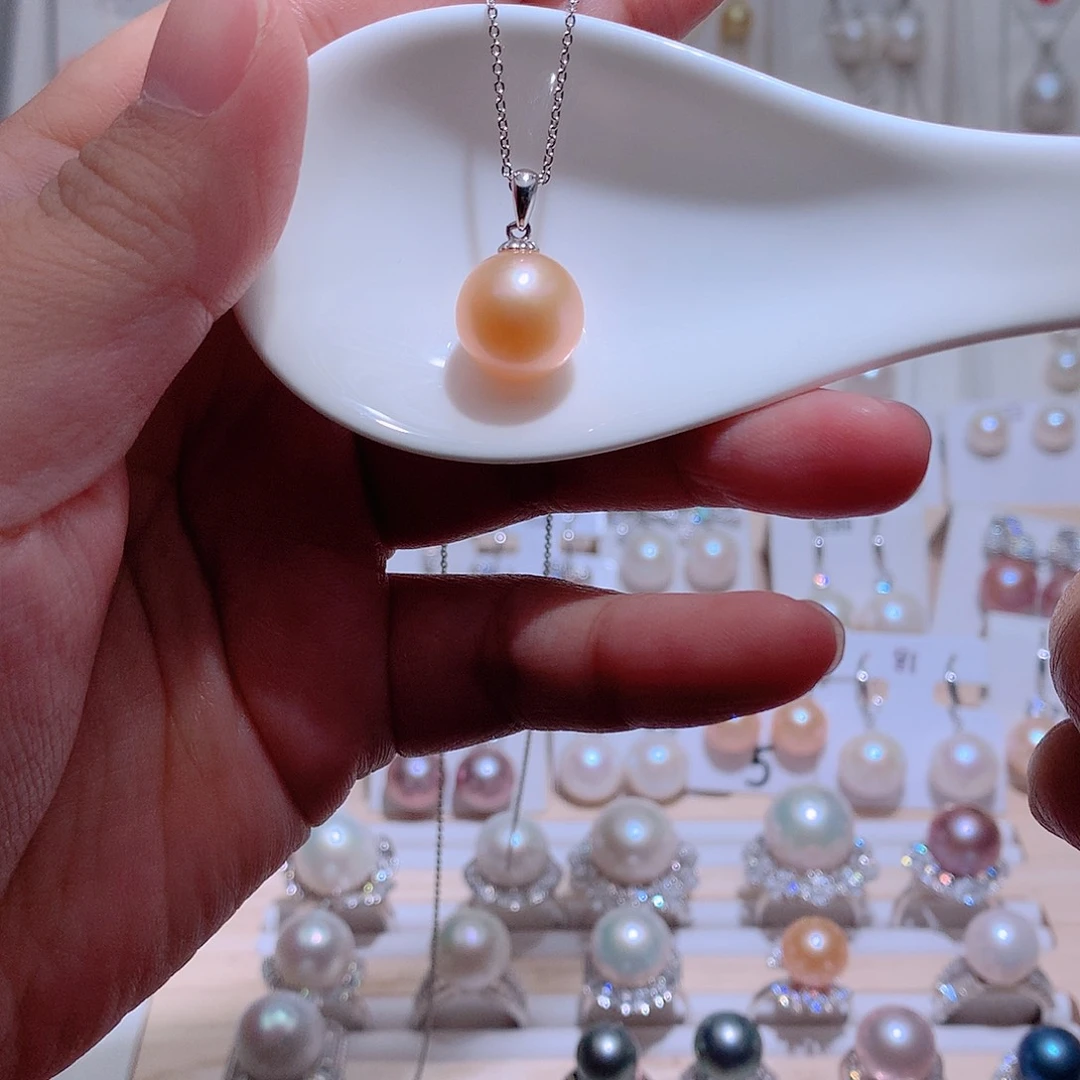 淡水珍珠银S925镶嵌吊坠(赠链)CC12.5mm