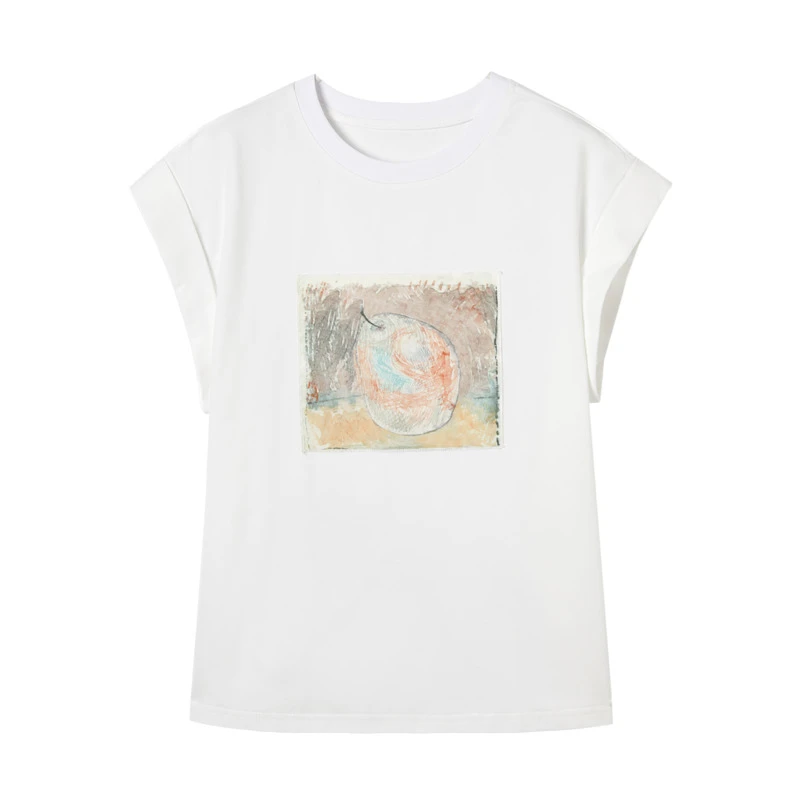 对白凯伊莱文凉感抗菌短袖T恤女印花上衣 DYZB-EDT075