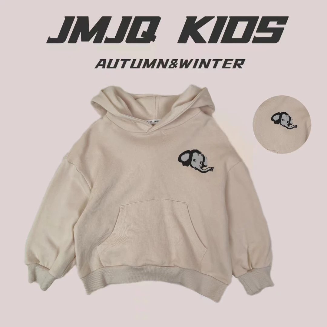 【品牌上新 20768】秋季新款休闲韩版时尚大象印花连帽单层长袖卫衣