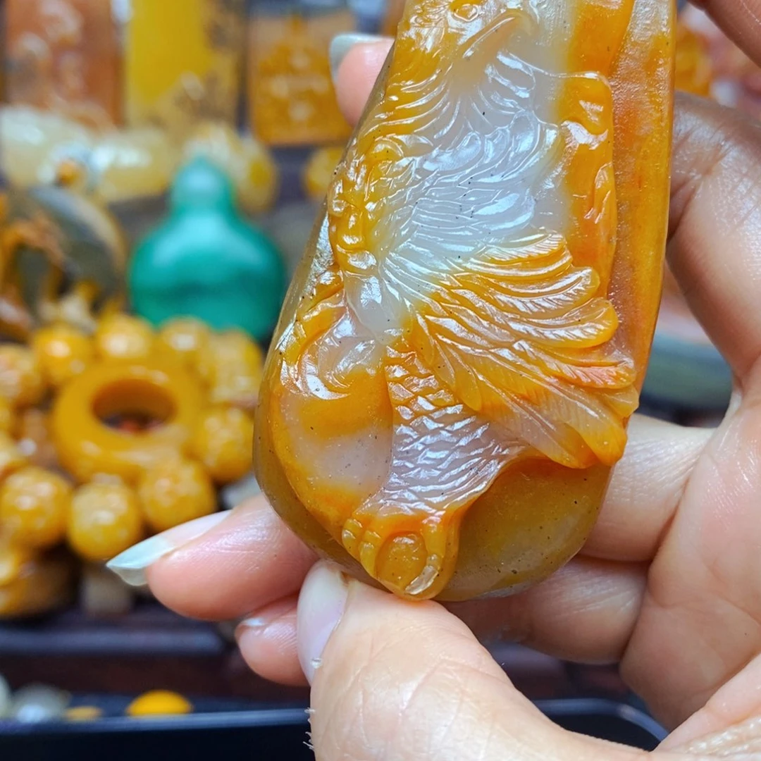 未镶嵌石英质玉（黄龙玉）吊坠(不含链)