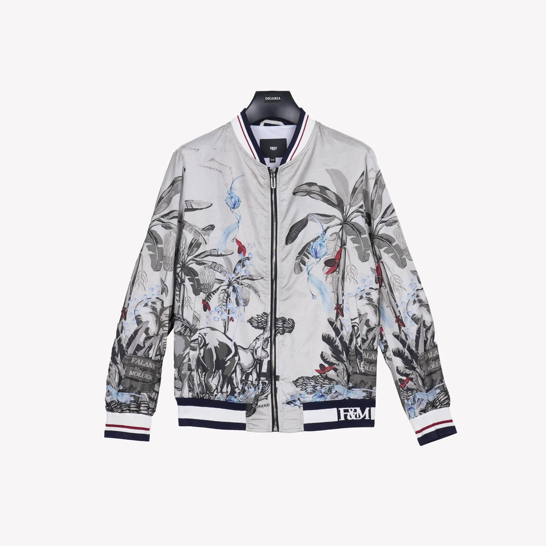 F&M春季新品男款棒球领重工印花休闲运动夹克外套正牌爆款户外