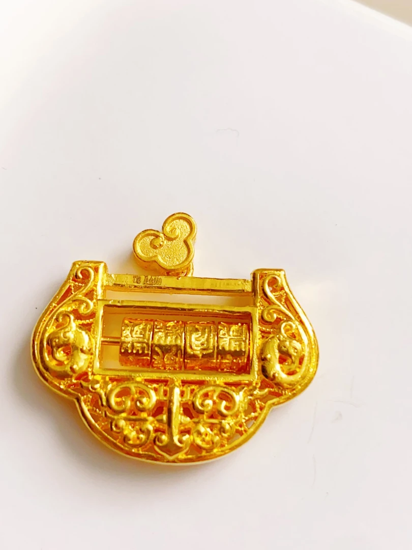 足金999真金足金古法金岁岁平安吊坠