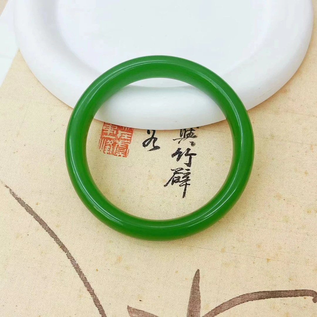 【安总专属】珠宝玉石菠菜绿无黑点满色手镯（圈口59-60）Y11