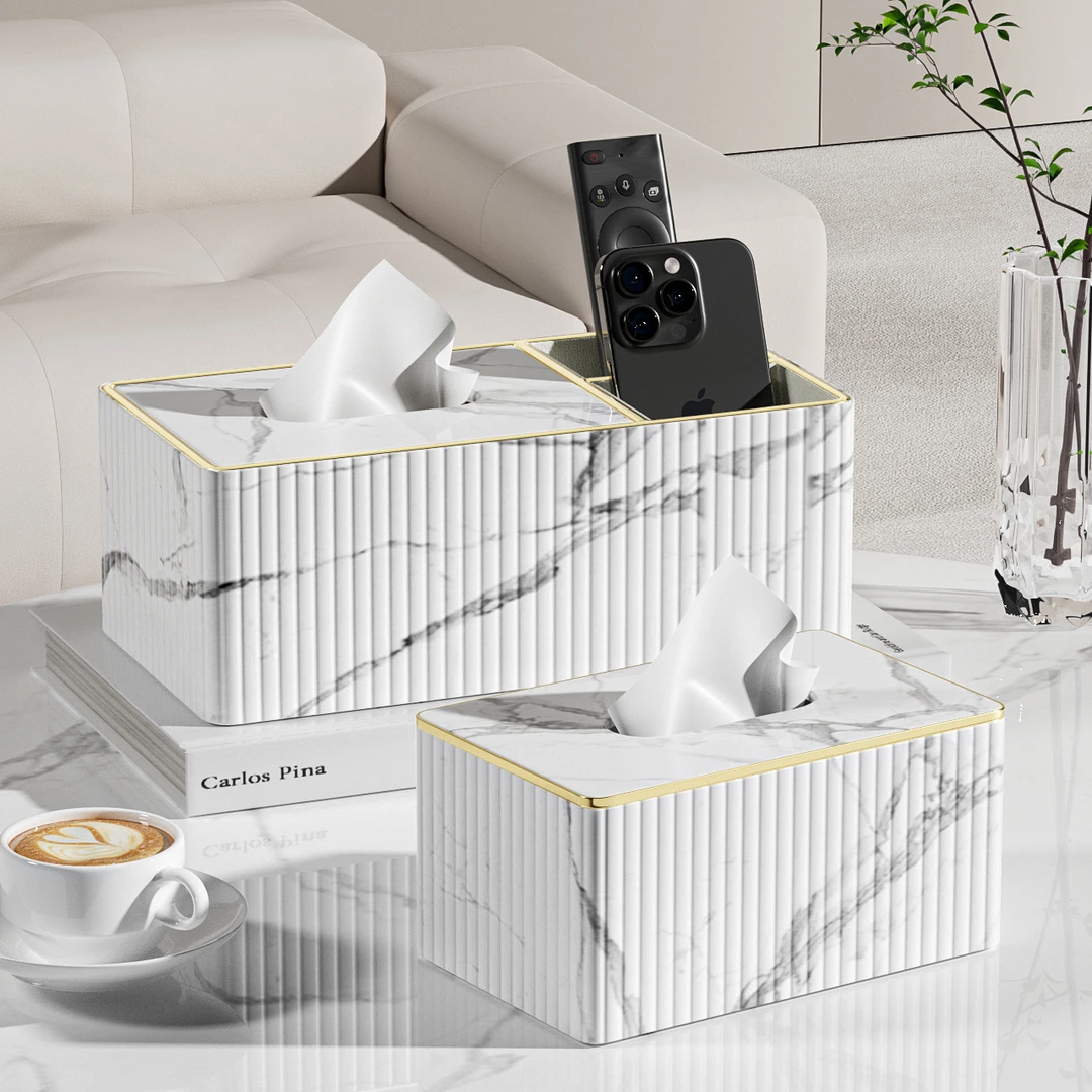 轻奢皮质纸巾盒客厅家用桌面抽纸盒茶几多功能遥控器收纳盒