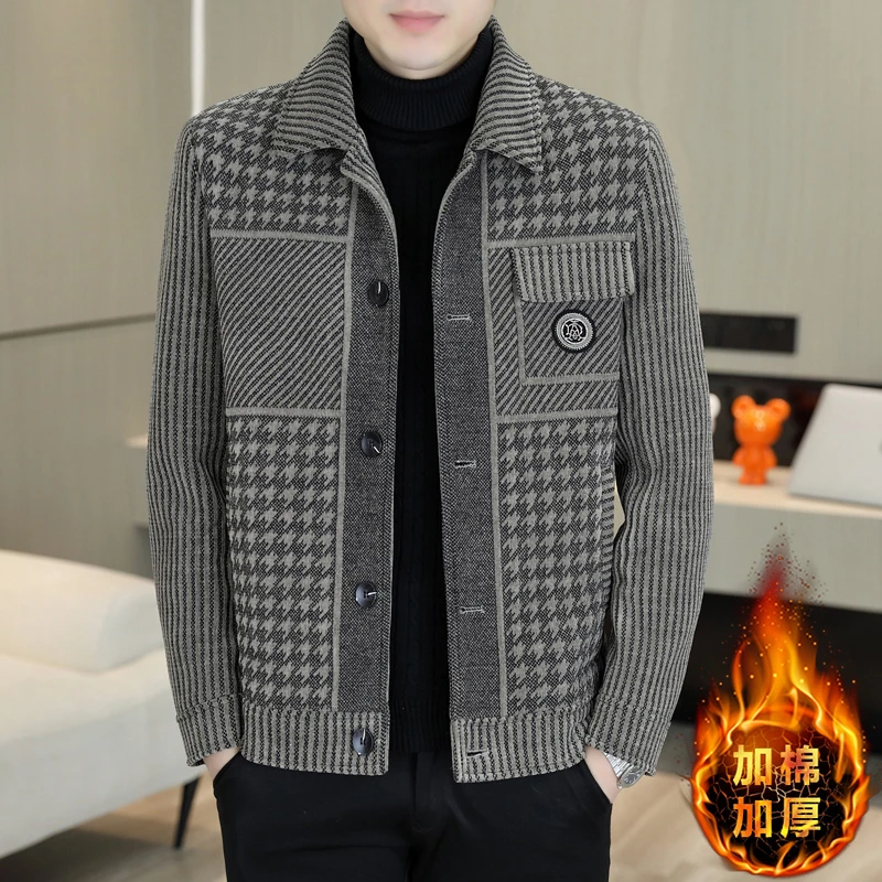 秋冬季新款毛呢夹克男士加棉加厚保暖休闲高端短款呢子大衣外套潮