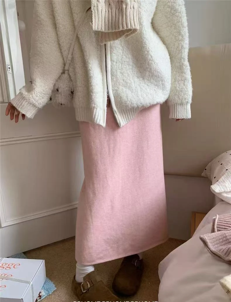 786秋冬新款韩系甜美气质温柔休闲百搭小众高腰a字半身裙