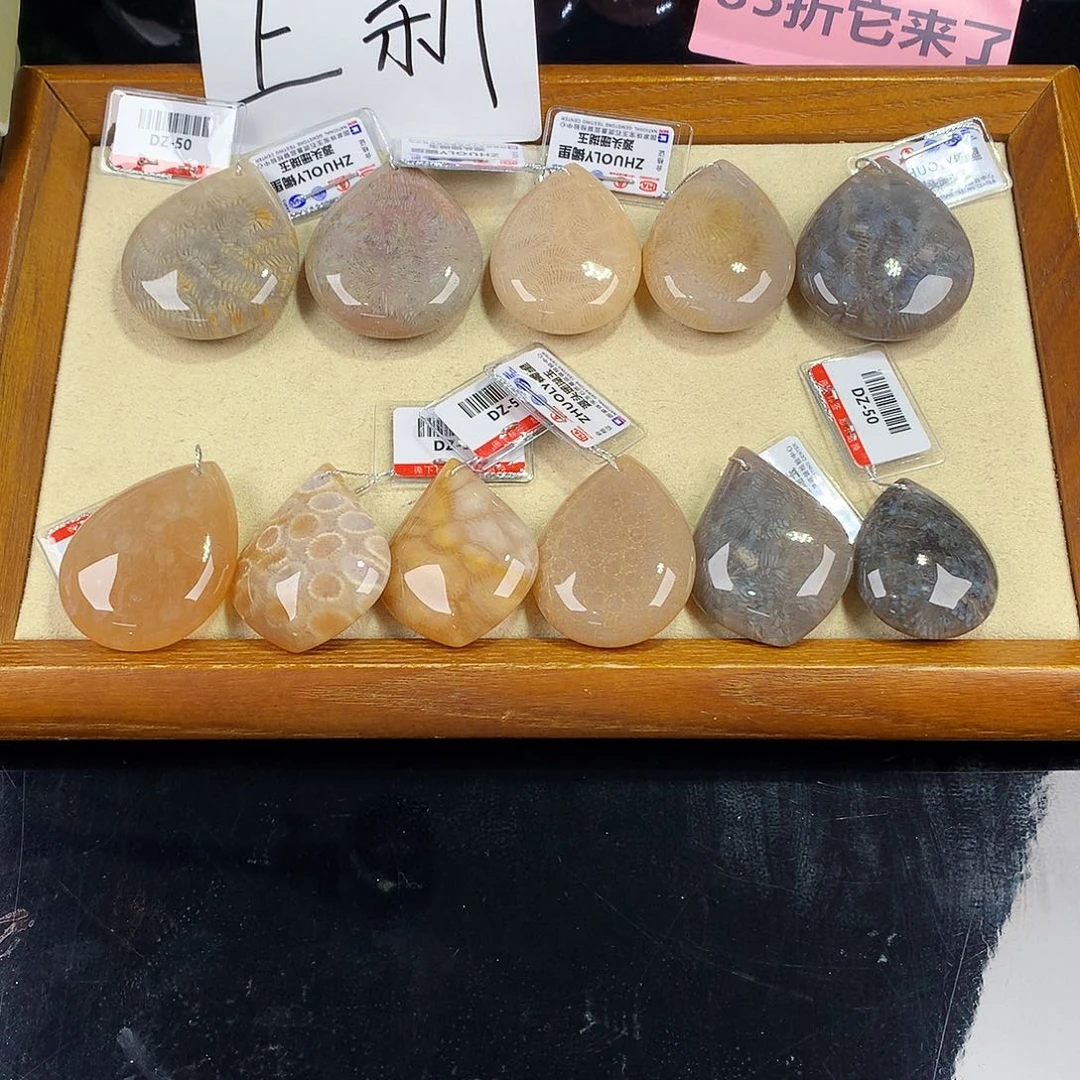 硅化珊瑚（珊瑚玉）未镶嵌吊坠(赠链)5号上新吊坠50一个