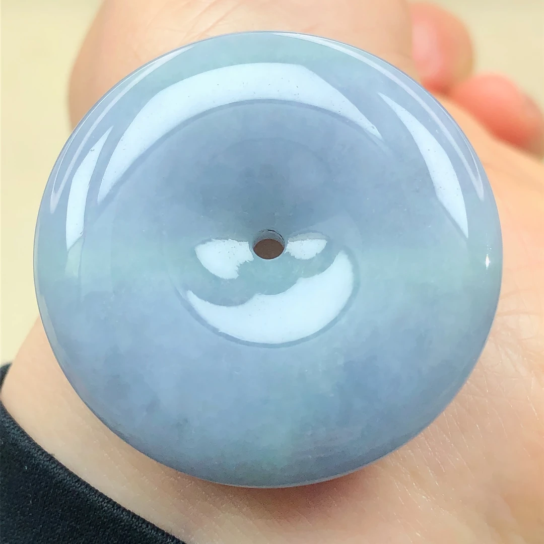 是天然a货翡翠珠宝玉石厚装春彩紫罗兰大平安扣吊坠裸石男女95