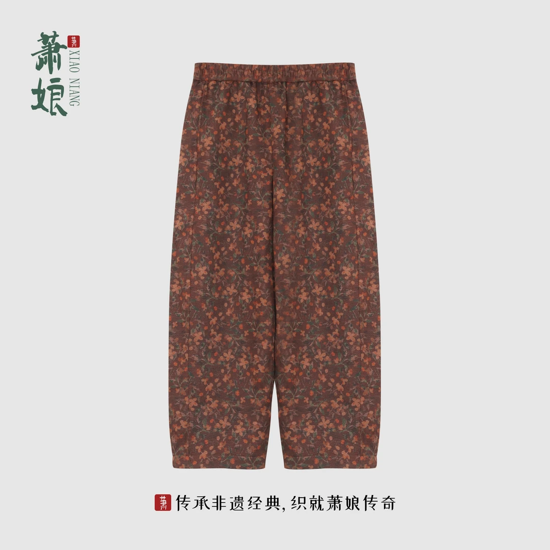 萧娘【江枫】100%棉休闲百搭直筒裤百搭新中式宽松显瘦女裤0101