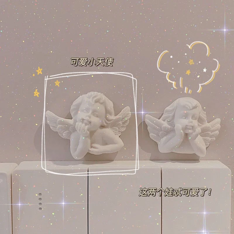 ins复古天使浮雕开关贴女生卧室摆件可爱创意装饰墙壁贴画装饰品