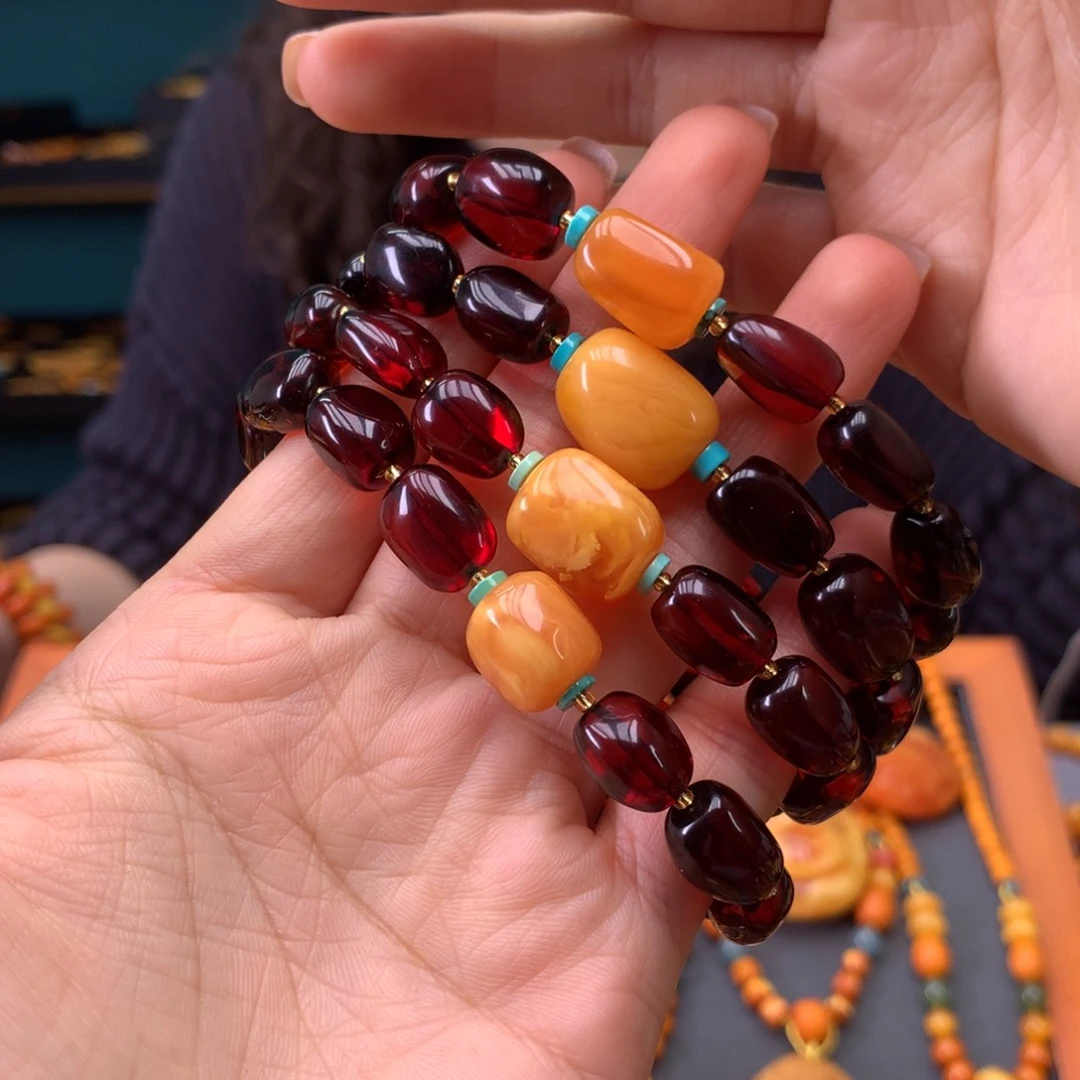 琥珀未镶嵌手串多样性发一