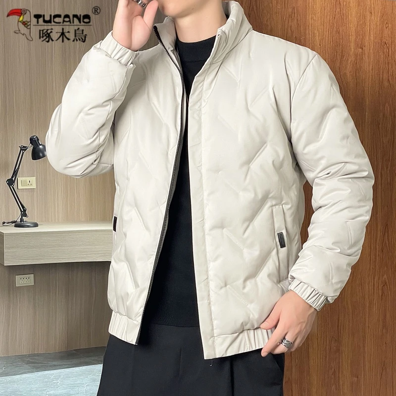 啄木鸟2025冬季羽绒棉服男士立领保暖时尚百搭防寒防风外套上衣