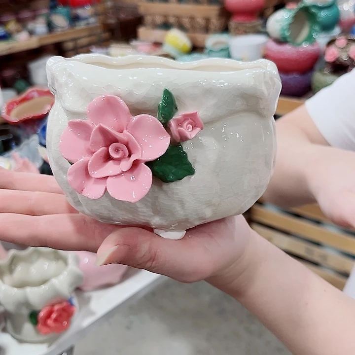 有孔.凑单10元陶瓷花盆发货！