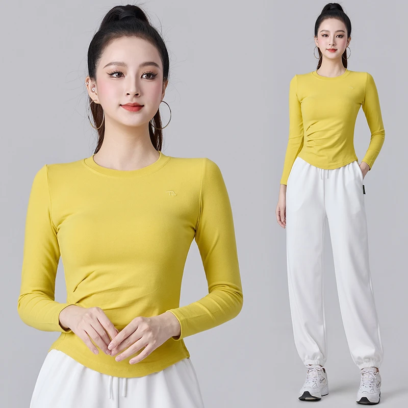 2025秋广场舞服装上衣女新款长袖运动健身团队跑步休闲服打底百搭