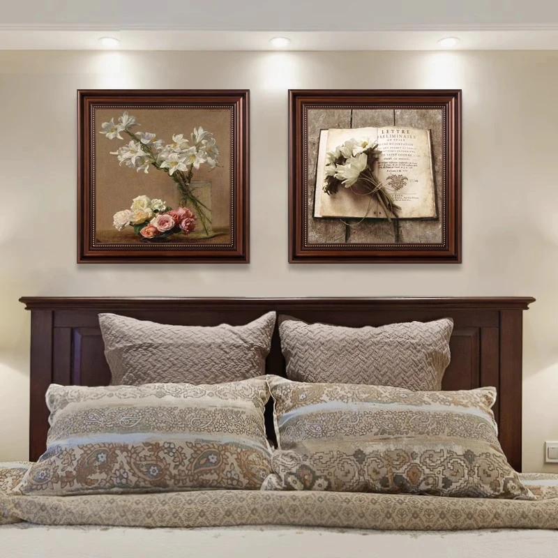 美式装饰画高级感卧室床头挂画高档花卉油画欧式壁画餐厅艺术画