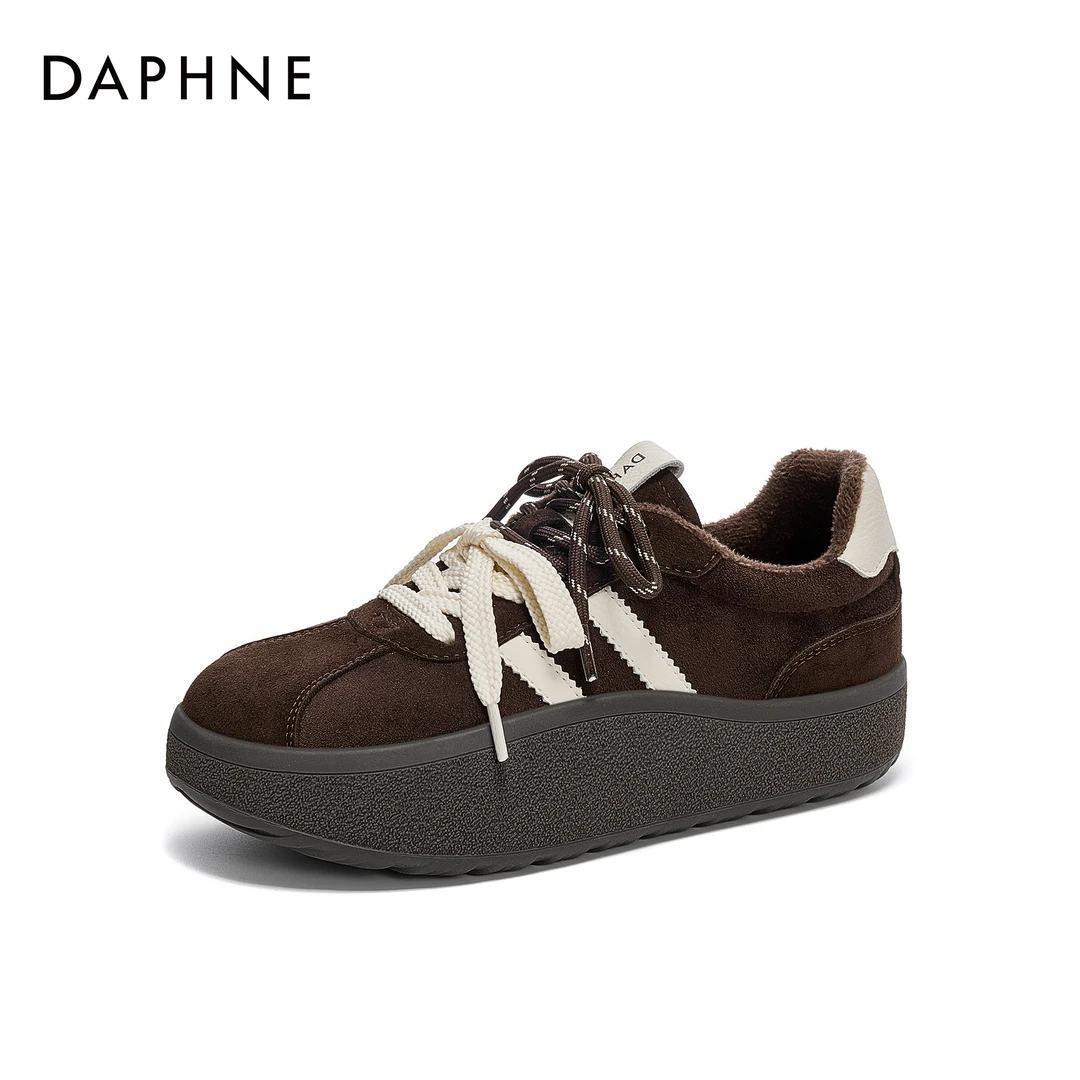 【宋茜代言】达芙妮冬季新款保暖防滑韩版舒适时尚休闲厚底德训鞋