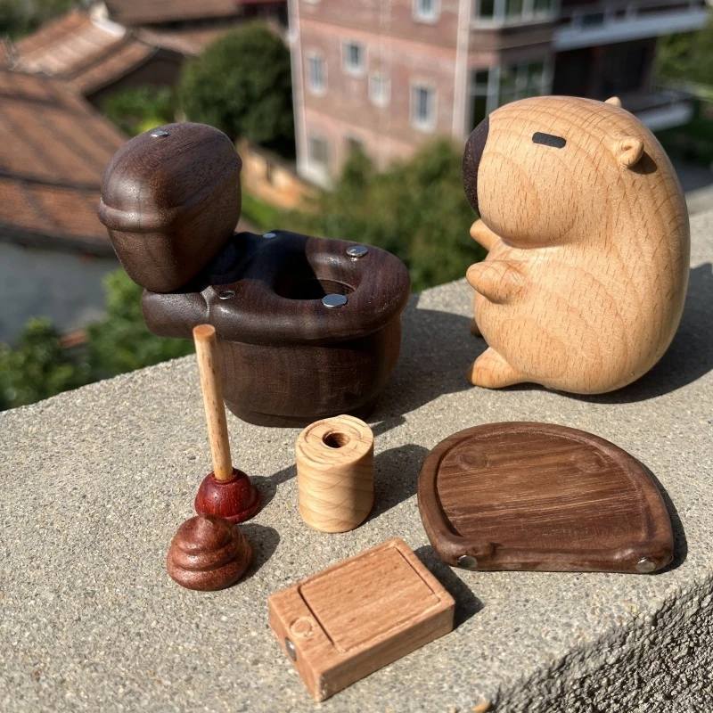 网红家居摆件酒柜电视柜客厅布置装饰品卡皮巴拉生日礼物木雕玩具