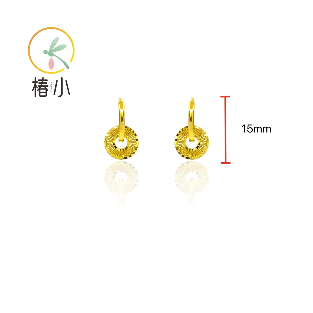 925银耳饰 车花圆牌耳扣一款多戴【椿小】330182
