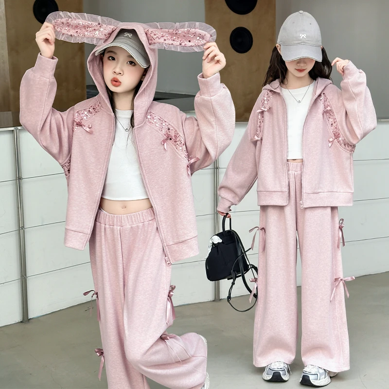 女童秋装套装2025新款洋气儿童卫衣秋季时髦女孩大童运动童装春秋