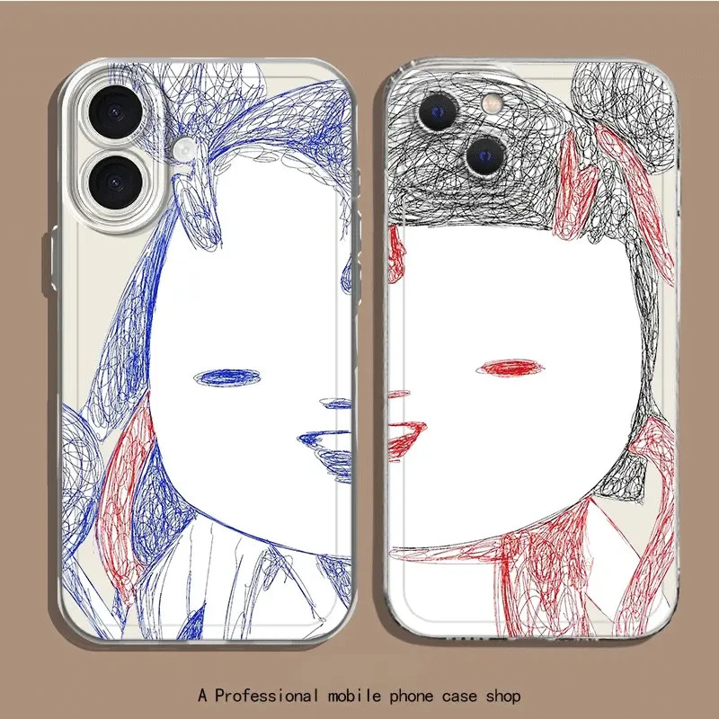 胡巴素描适用iphone17promax手机壳16灵珠ip15苹果14plus魔丸13mi