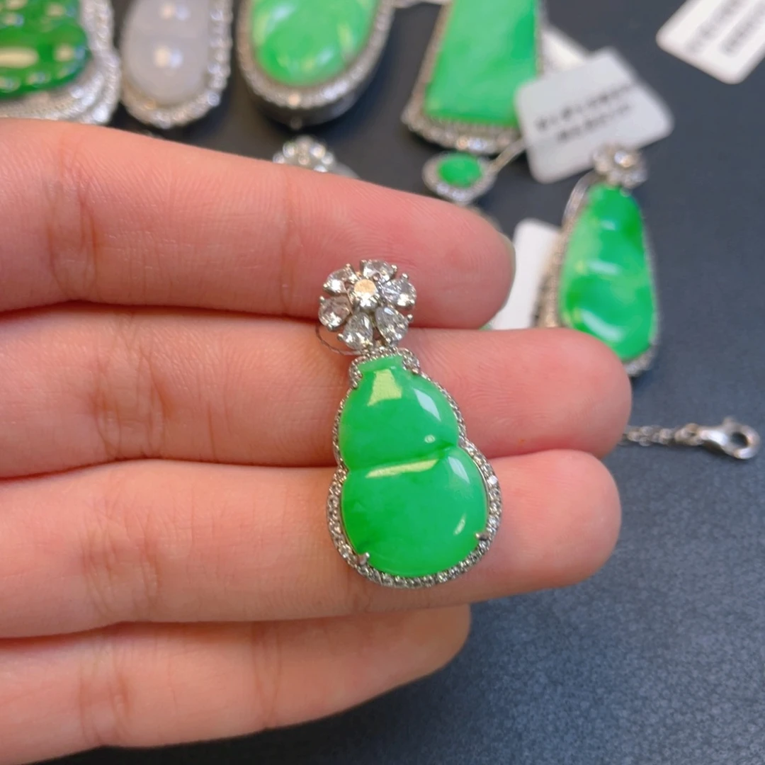 翡翠银S925镶嵌吊坠(不含链)
