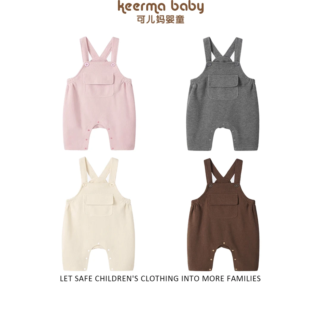 【可儿妈】婴幼儿秋季迷你毛绒口袋方兜连体休闲背带裤