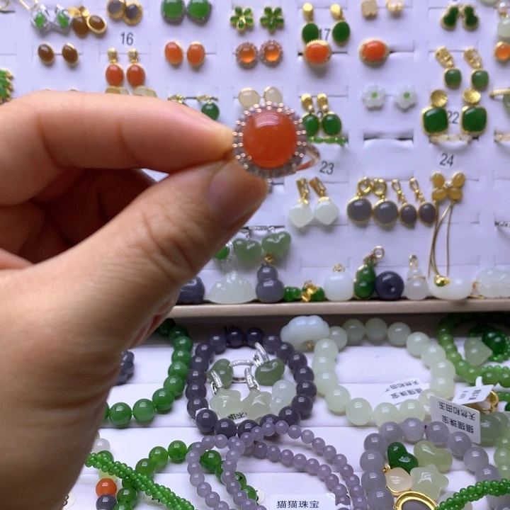 南红玛瑙银S925镶嵌戒指