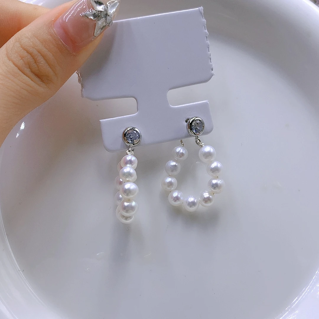 银S925镶嵌耳饰淡水珍珠