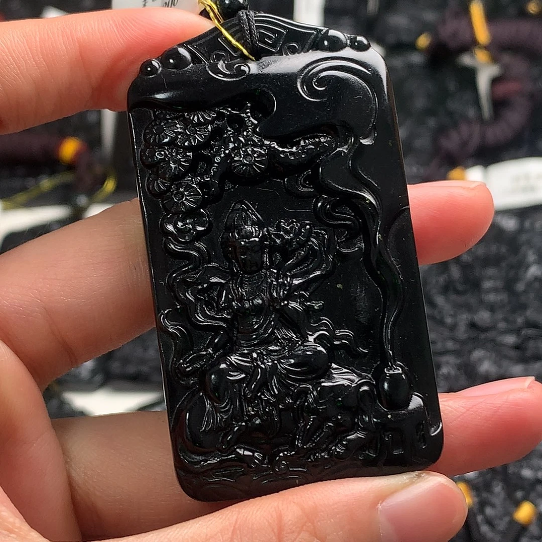 天然缅甸a货钢琴黑挂件