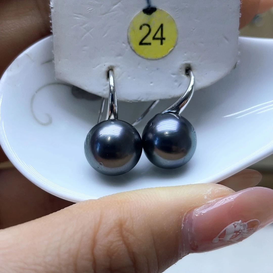 海水珍珠耳饰银S925镶嵌