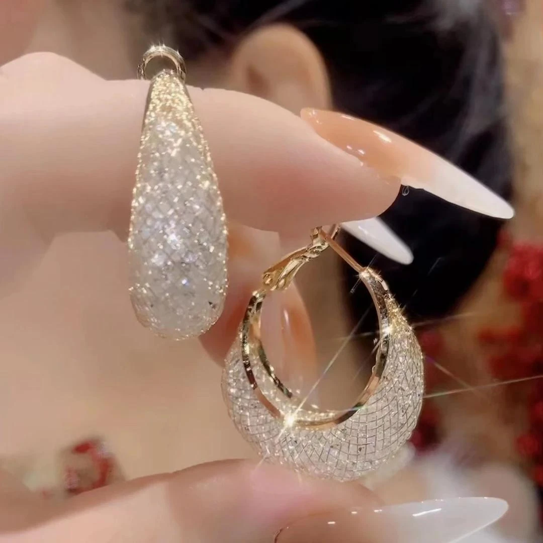 925银耳饰 纯银针气质轻奢网丝圈圈耳环女高级感小众百搭耳钉法式