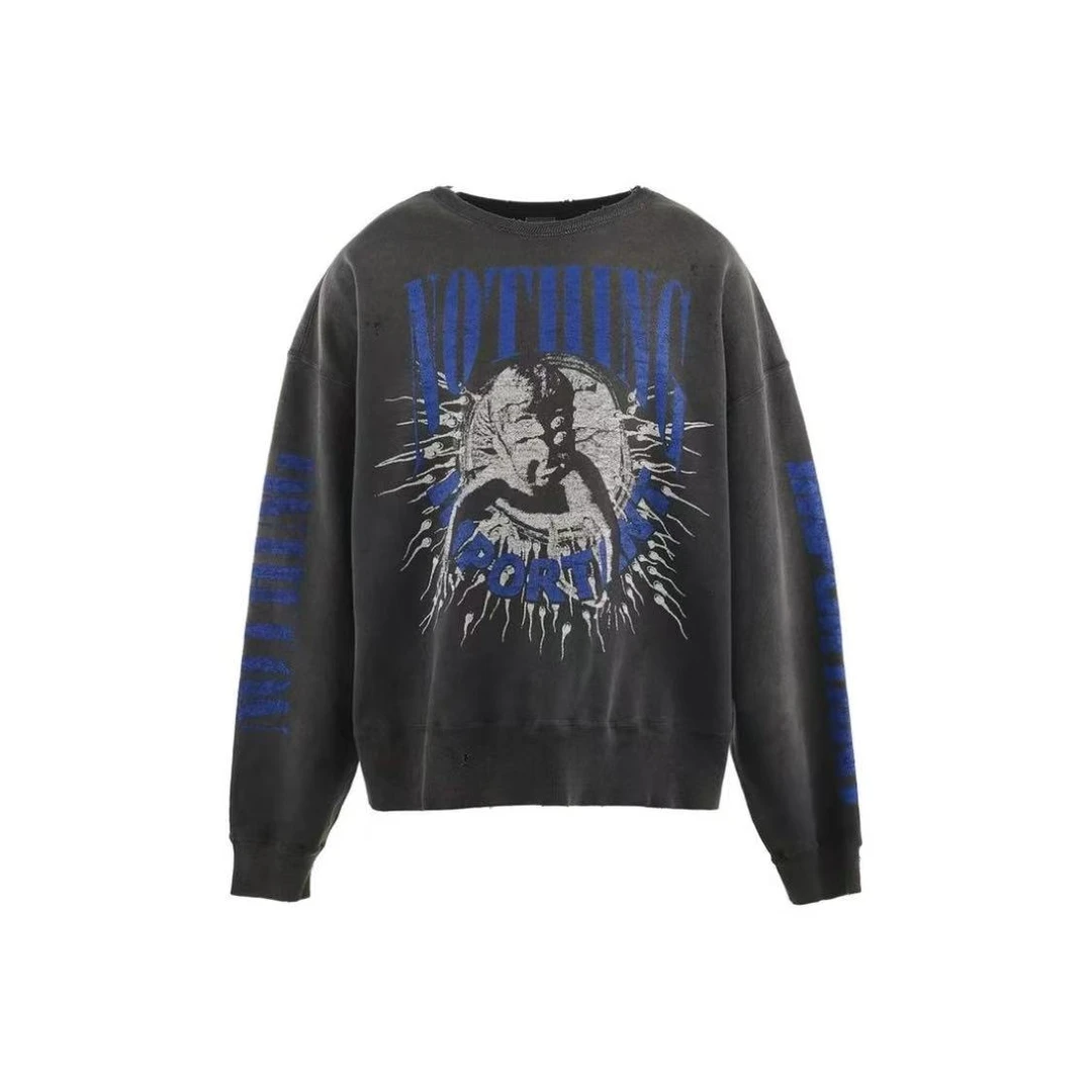 Saint Mxxx Kosuke圣婴印花美式卫衣男女宽松洗水做旧上衣外套