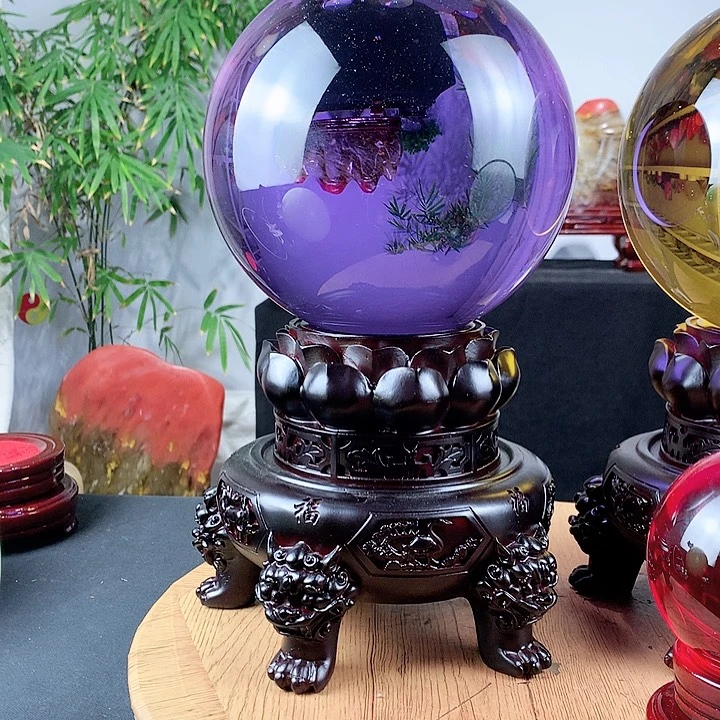 小***鱼石材一水晶球直径20带高档底座