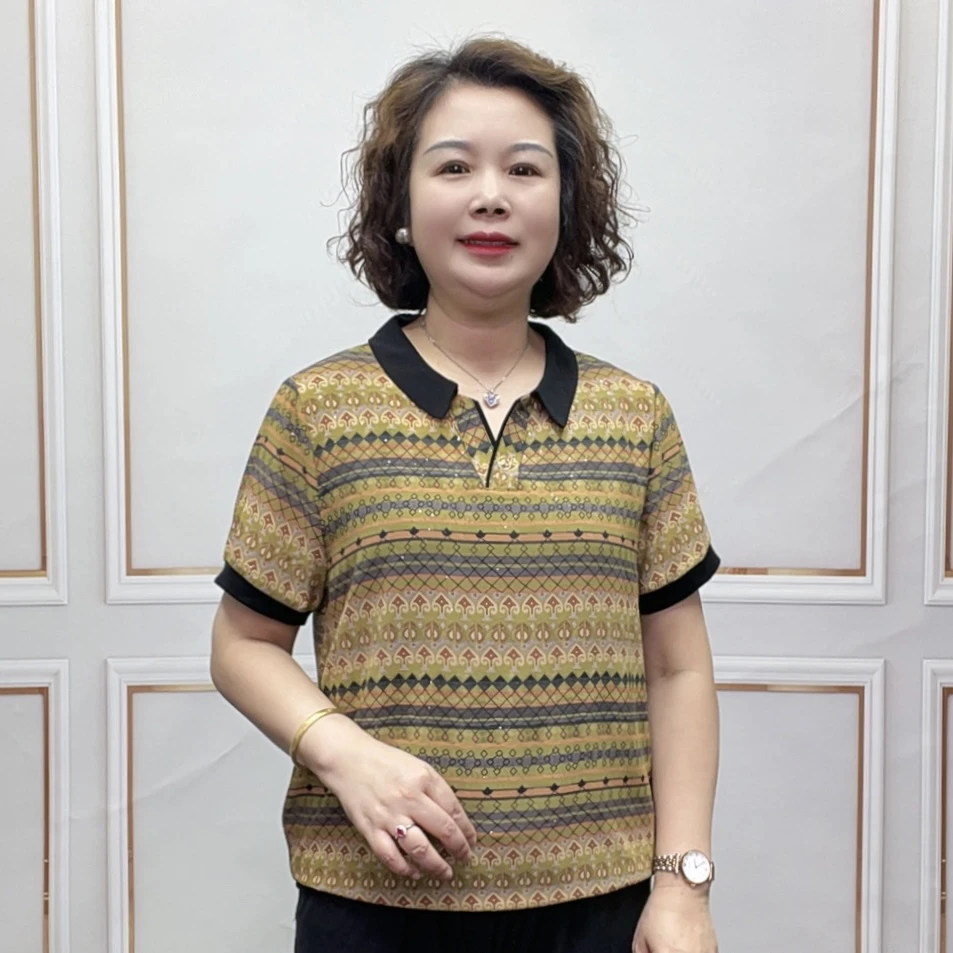 2025夏季减龄时尚显瘦女装薄款短袖气质百搭洋气妈妈装