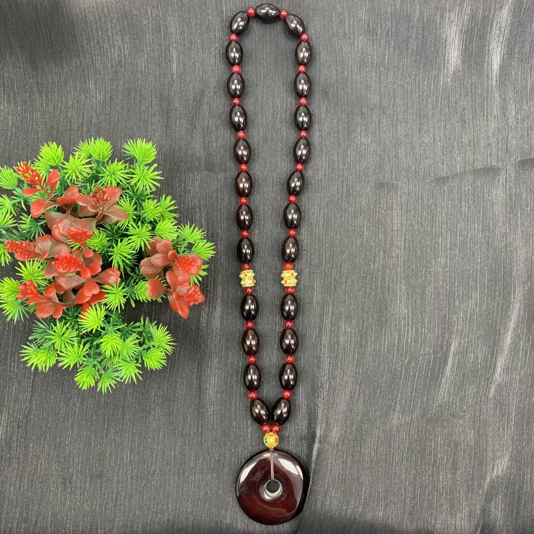 【小天总】TC14055天承妮佳血离子桶珠平安扣(多样性发其一）