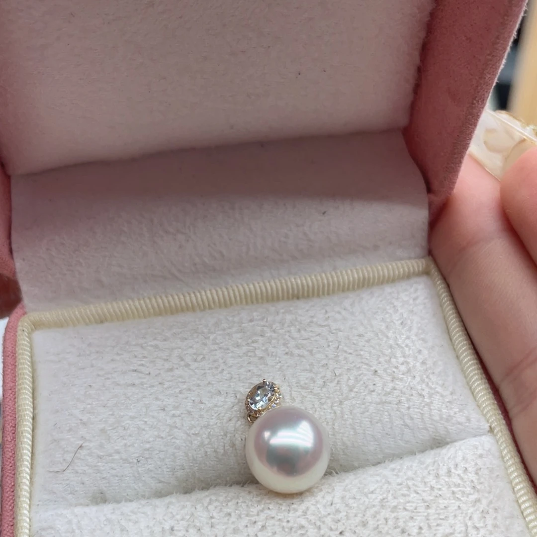 海水珍珠18K金镶嵌吊坠(不含链)