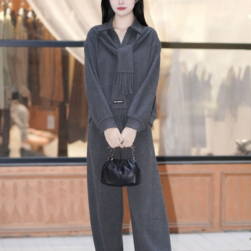 加绒加厚套装女2025冬季新款气质减龄遮肉显瘦宽松大码女装两件套