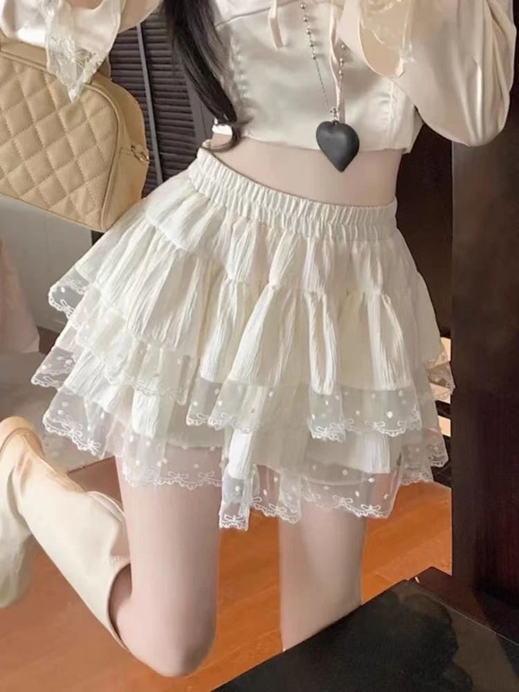 爆款蕾丝花边蓬蓬半身女2025春夏季新款蛋糕裙2025新款洋气短裙