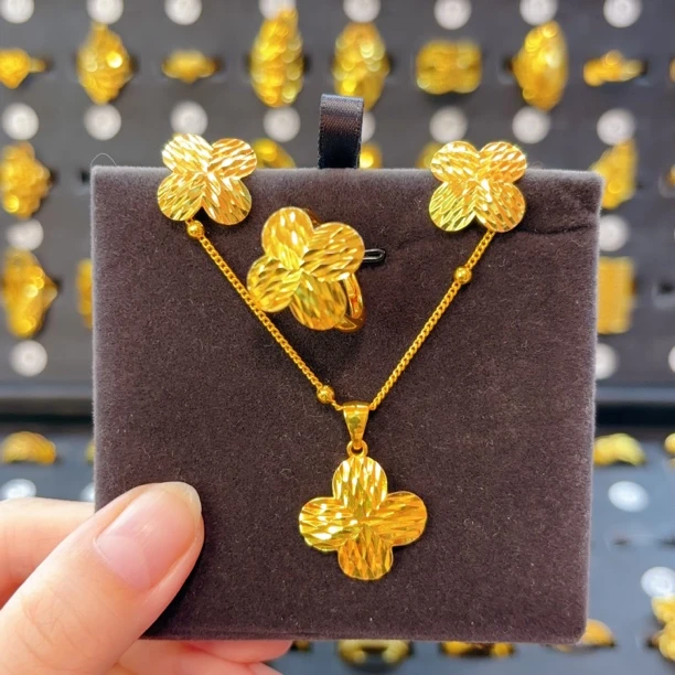铜合金项链 春节上新四叶草系列套装