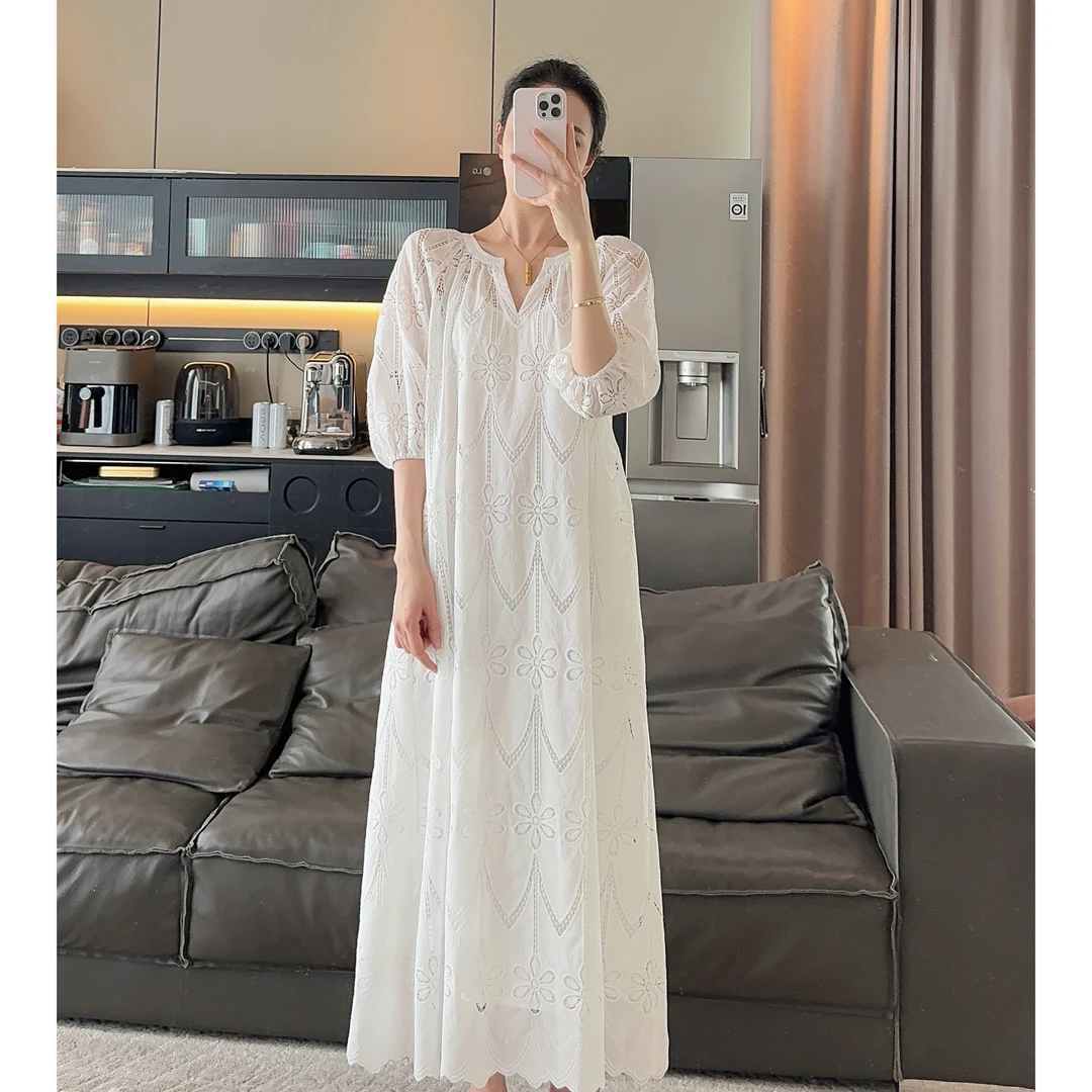 Zwinnie/詹维尼【白色镂空绣花裙】夏季仙女慵懒连衣裙 GHY202511