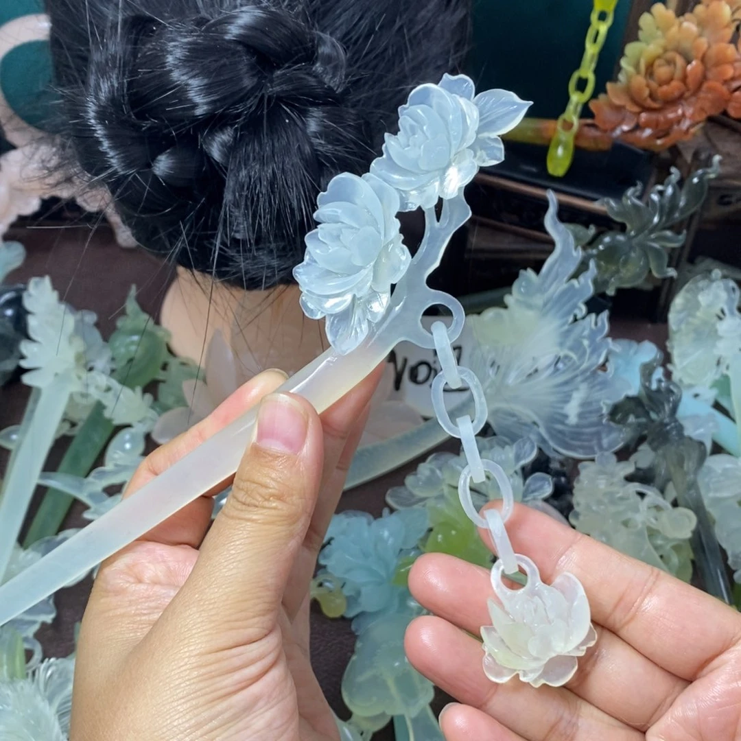 蛇纹石玉未镶嵌发饰