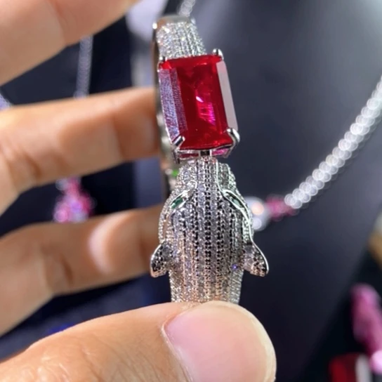 红宝石戒指银S925镶嵌