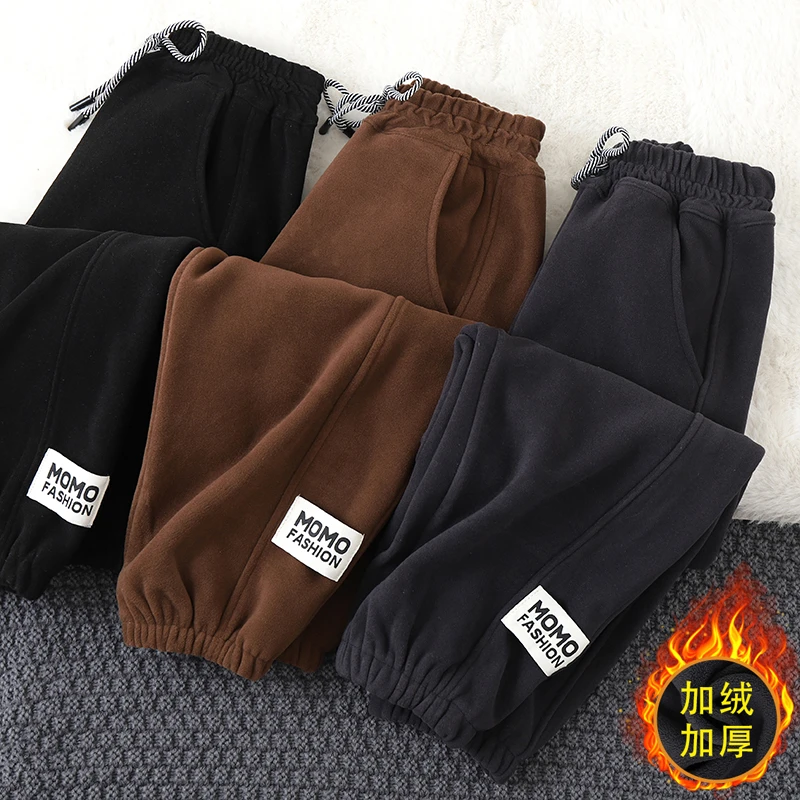 儿童加绒冬季休闲防风裤2024新款秋冬中大童裤子童装加厚保暖裤